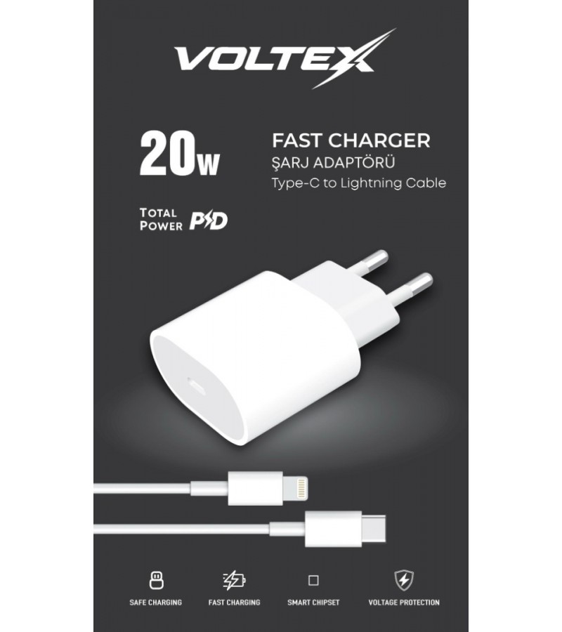 VOLTEX 20W TYPE-C TO LİGHTNİNG SARJ SETİ