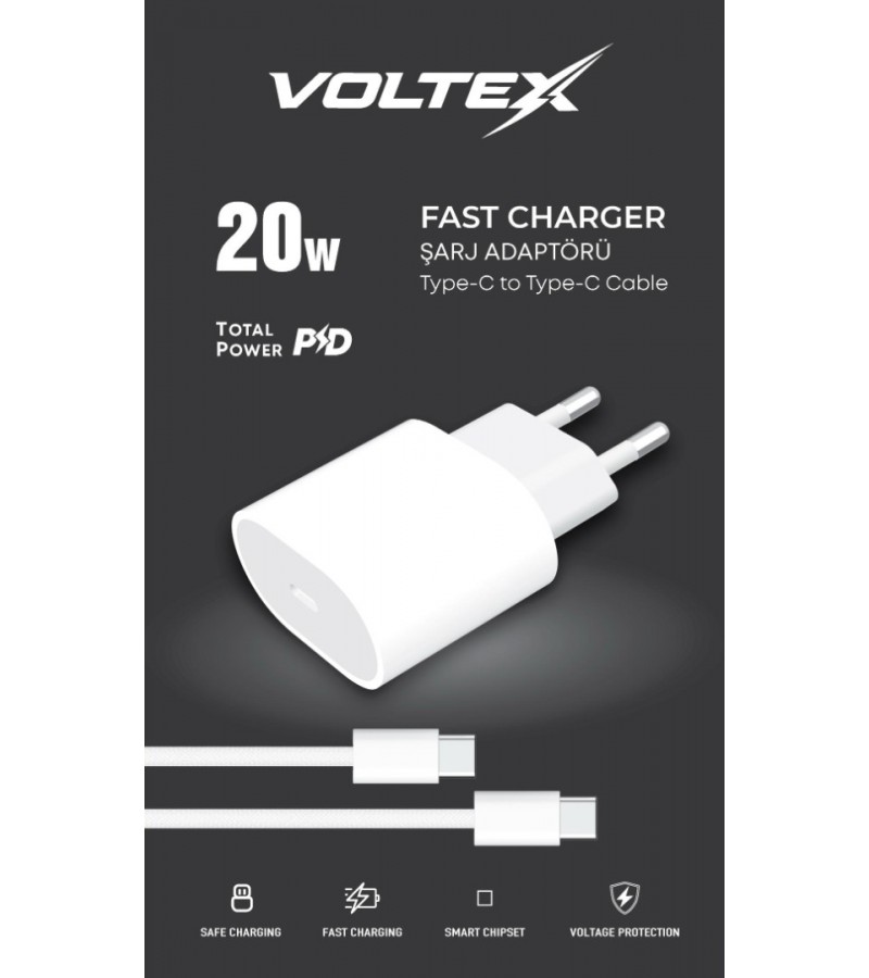 VOLTEX 20W TYPE-C TO TYPE-C SARJ SETİ VOLTEX 20W TYPE-C TO TYPE-C SARJ SETİ