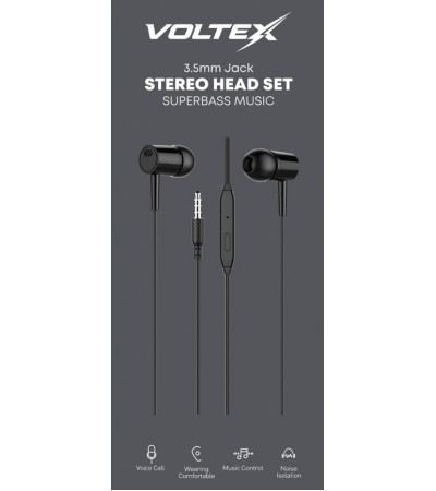 VOLTEX 3.5MM JAK KABLOLU KULAKLIK SİYAH