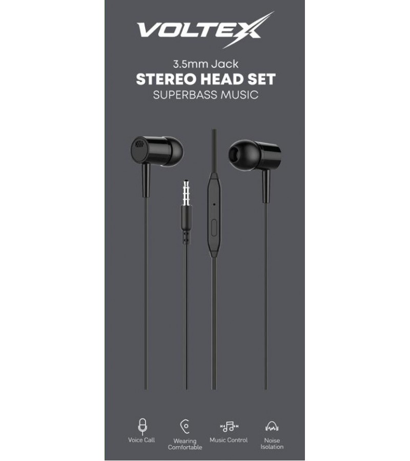 VOLTEX 3.5MM JAK KABLOLU KULAKLIK SİYAH