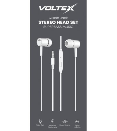VOLTEX 3.5MM JAK KABLOLU KULAKLIK BEYAZ